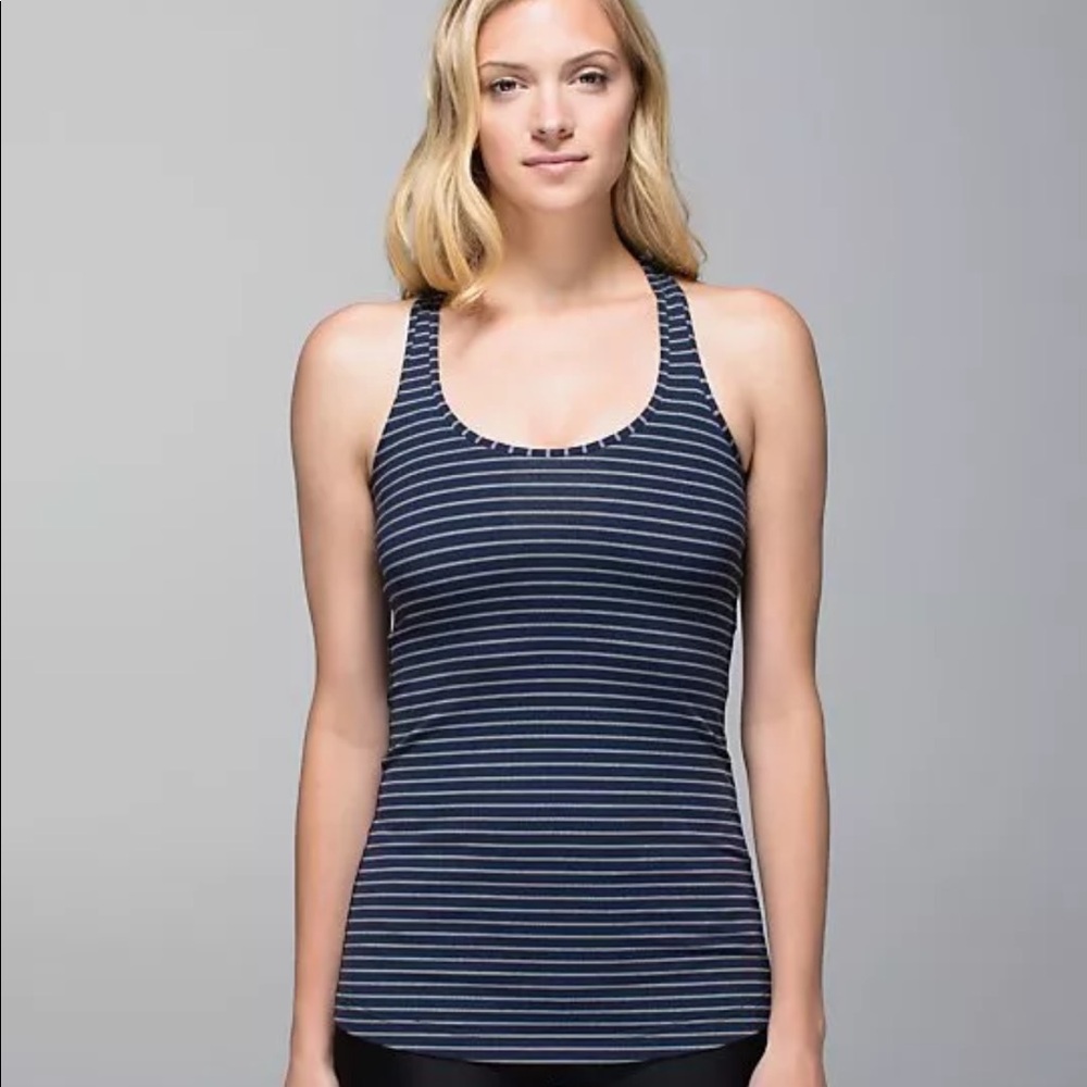lululemon athletica Navy and White Striped Tank Top